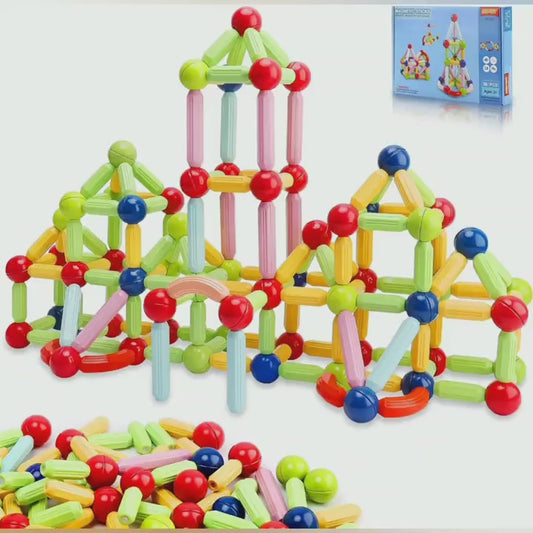 Magnetic Building Sticks & Balls Set (64 PCS) – STEM Learning Toy for Kids 3+